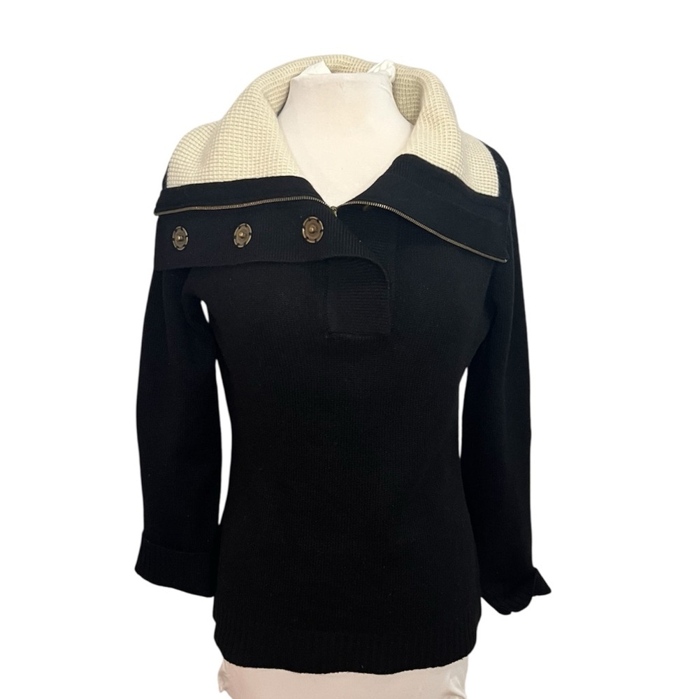 Zoe Couture Cashmere Zip Turtleneck Pullover - Medium